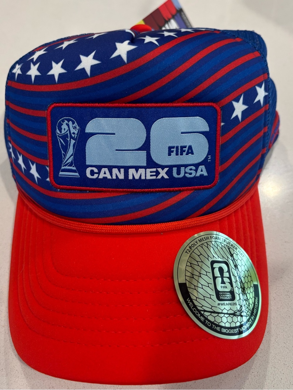 26 CAN MEX USA Red & Blue Trucker Cap